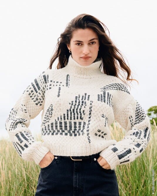 PATTERN MIX SWEATER WITH EMBROIDERY - Ecopuno Chunky & Cool Merino Big
Show details