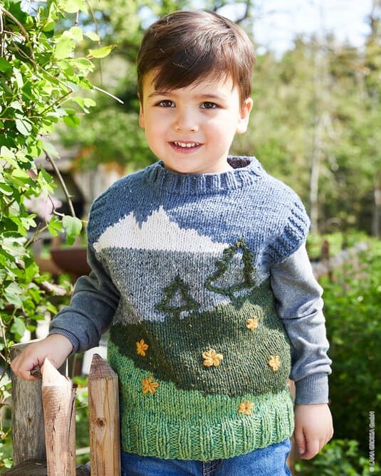 CHILDREN'S SWEATER WITH INTARSIA PATTERN - Landlust Soft Tweed 90
Show details