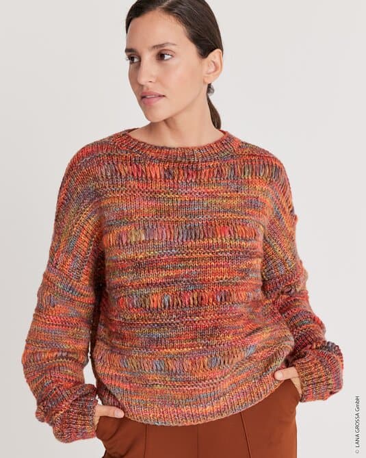 SWEATER WITH DROP STITCH PATTERN - Cool Merino Big Color
Show details